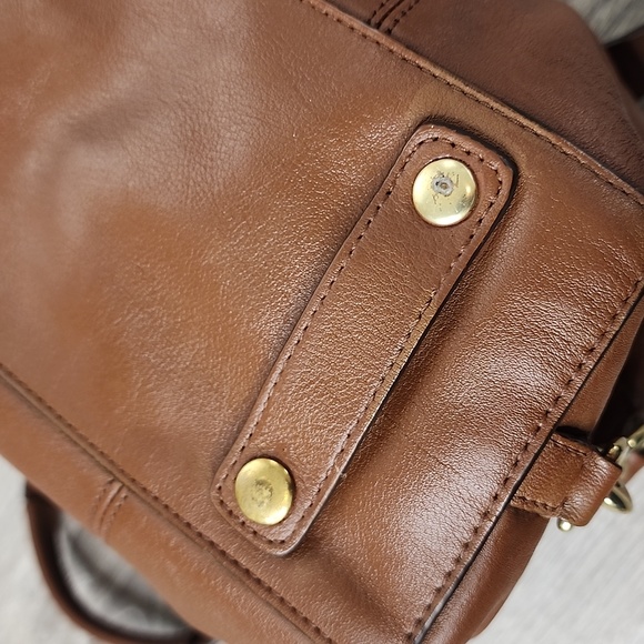 COACH Ashley Madison English Tan Convertible Leather Satchel - Picture 9 of 14